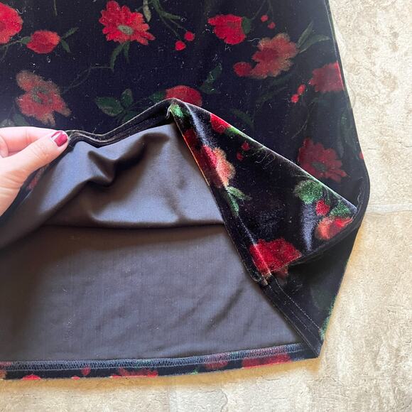 Vtg Y2K Jonathan Martins Girls Velvet Maxi Dress 10 Floral Whimsigoth Holiday - Picture 4 of 9